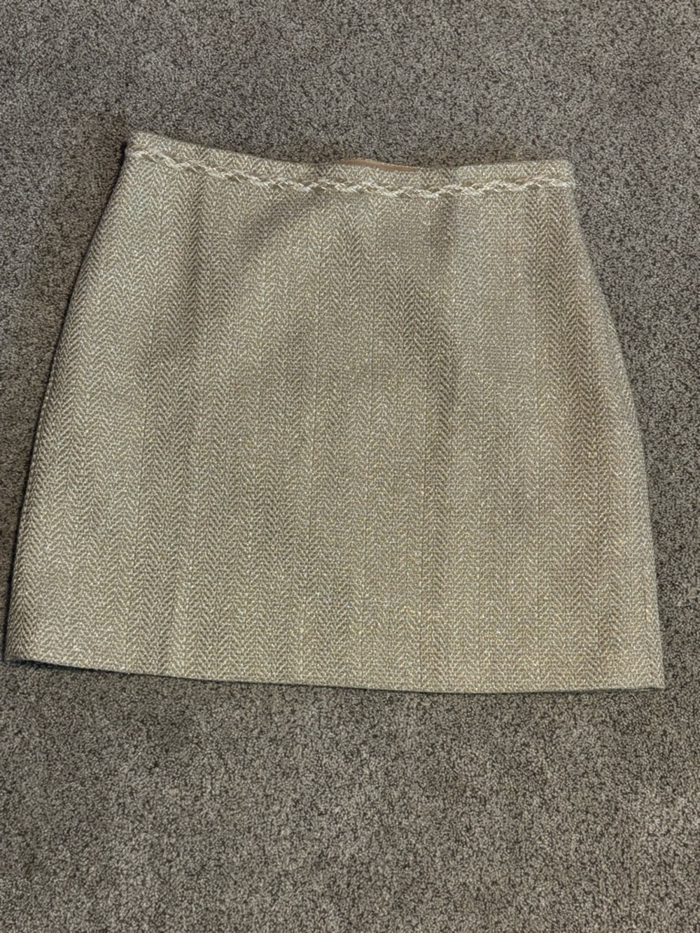 Ann Taylor Cream-Tone Herringbone A-Line Mini Skirt